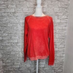 Freecity Sweatshirt Red Orange Cotton French Terry Raglan Casual Small